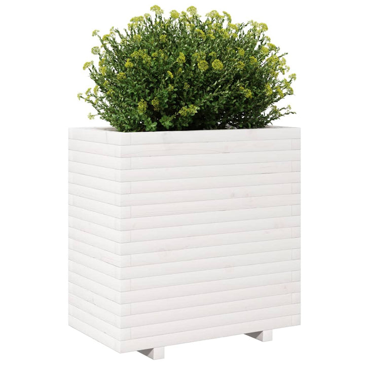 Plantenbak 70x40x72,5 cm massief grenenhout wit