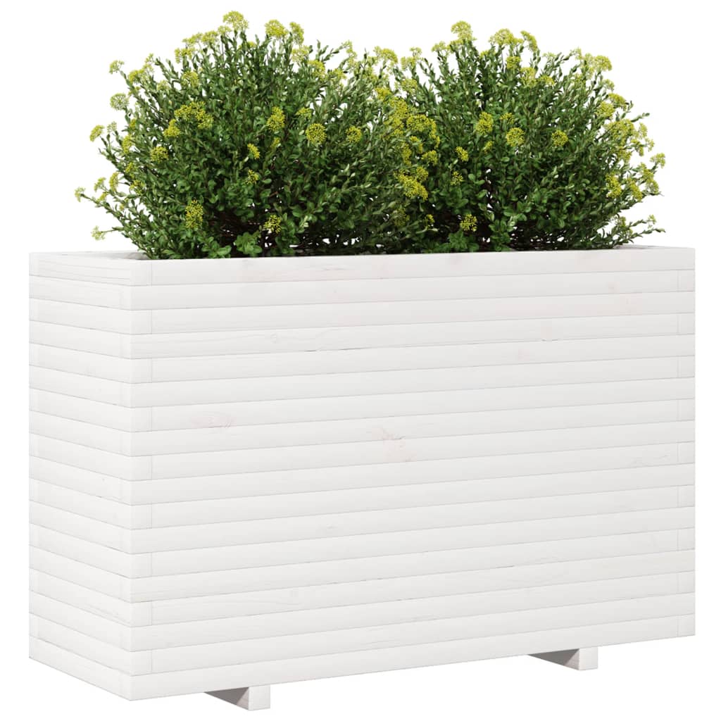 Plantenbak 110x40x72,5 cm massief grenenhout wit