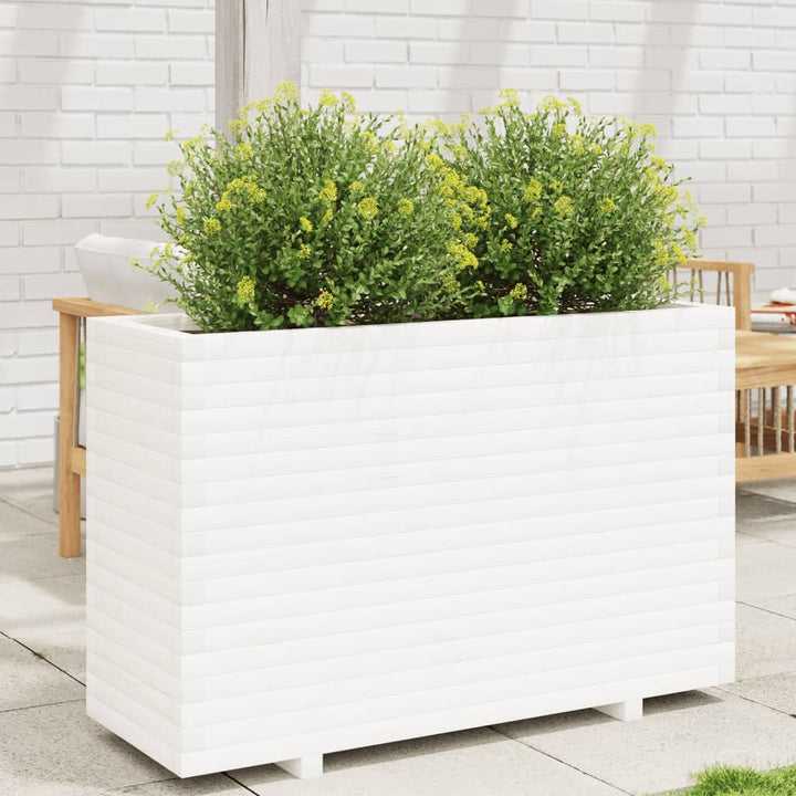 Plantenbak 110x40x72,5 cm massief grenenhout wit