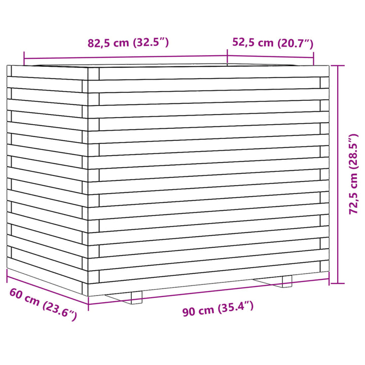 Plantenbak 90x60x72,5 cm massief grenenhout