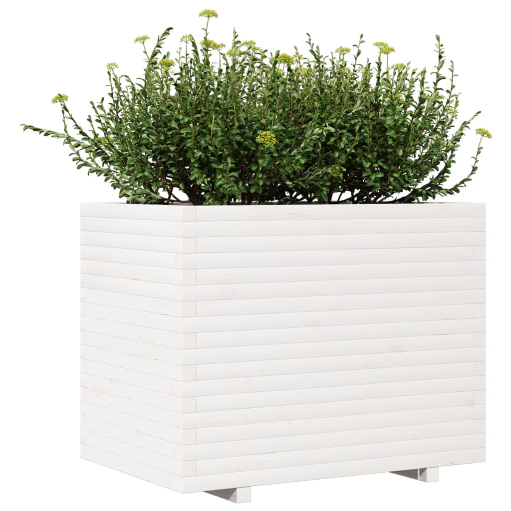 Plantenbak 90x60x72,5 cm massief groenenhout wit