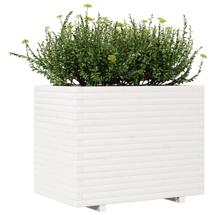 Plantenbak 90x60x72,5 cm massief groenenhout wit