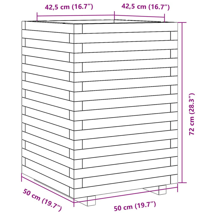 Plantenbak 50x50x72 cm massief grenenhout wasbruin