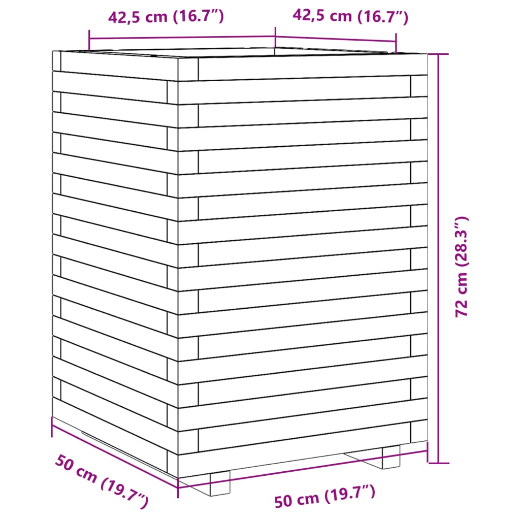 Plantenbak 50x50x72 cm massief douglashout