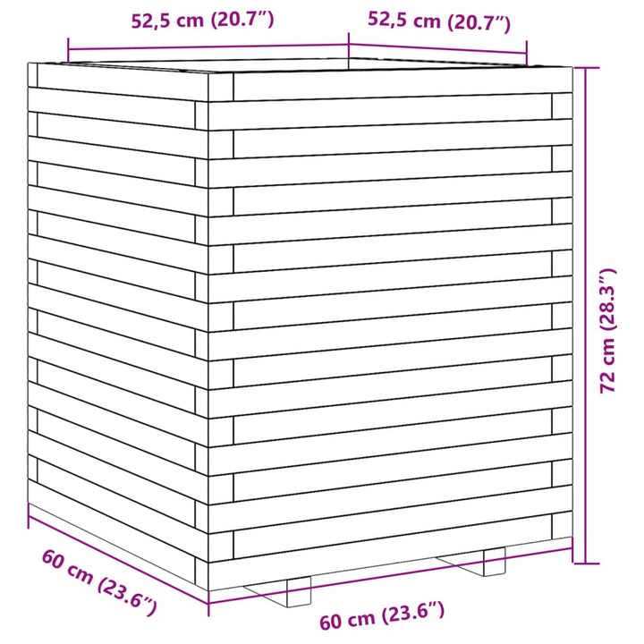 Plantenbak 60x60x72 cm massief groenhout