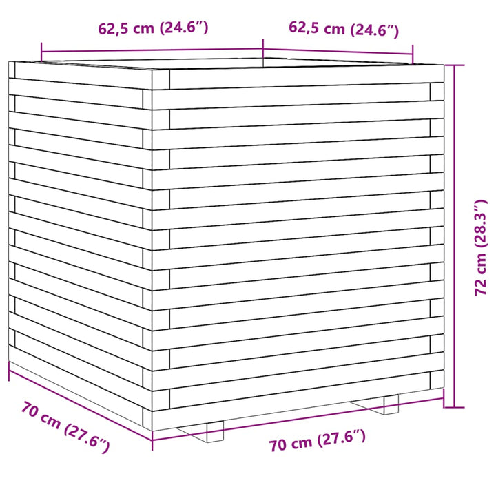 Plantenbak 70x70x72 cm massief grenenhout