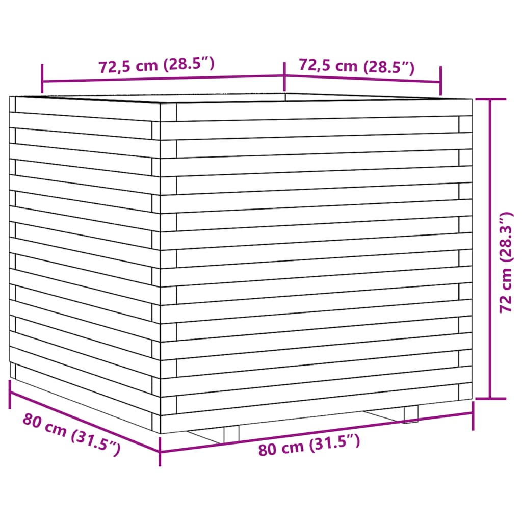 Plantenbak 80x80x72 cm massief douglashout