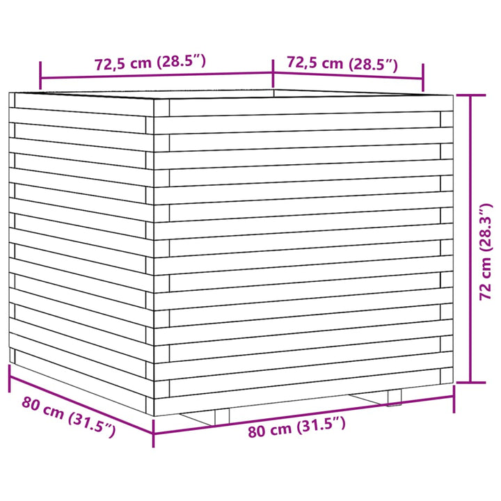 Plantenbak 80x80x72 cm massief douglashout