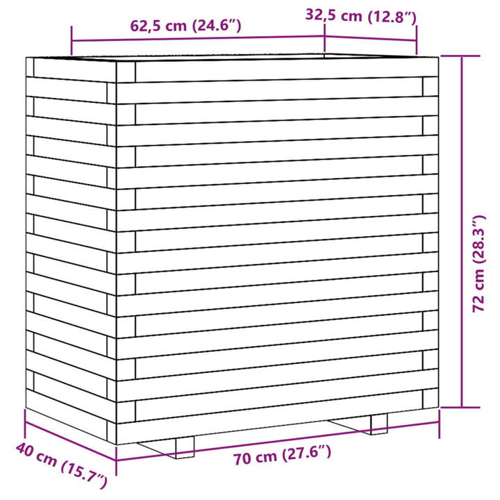 Plantenbak 70x40x72 cm massief groenhout