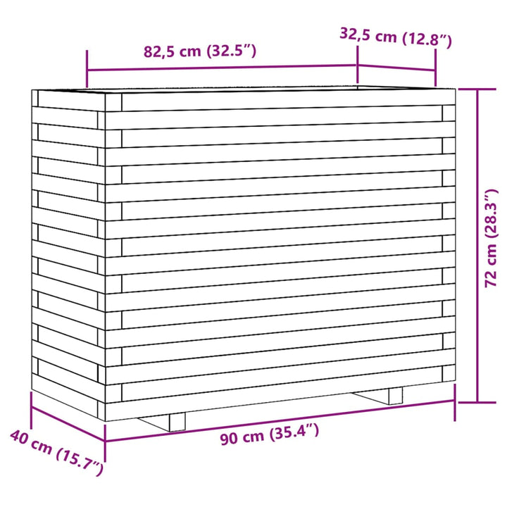 Plantenbak 90x40x72 cm massief grenenhout