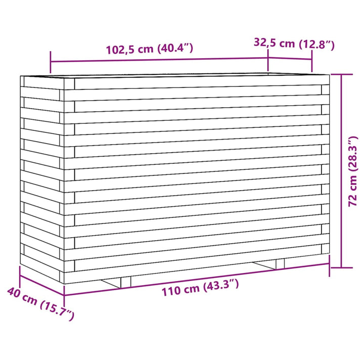 Plantenbak 110x40x72 cm geïmpregneerd grenenhout