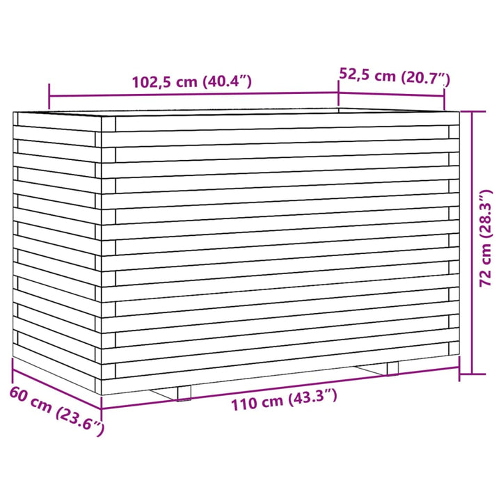 Plantenbak 110x60x72 cm massief groenhout