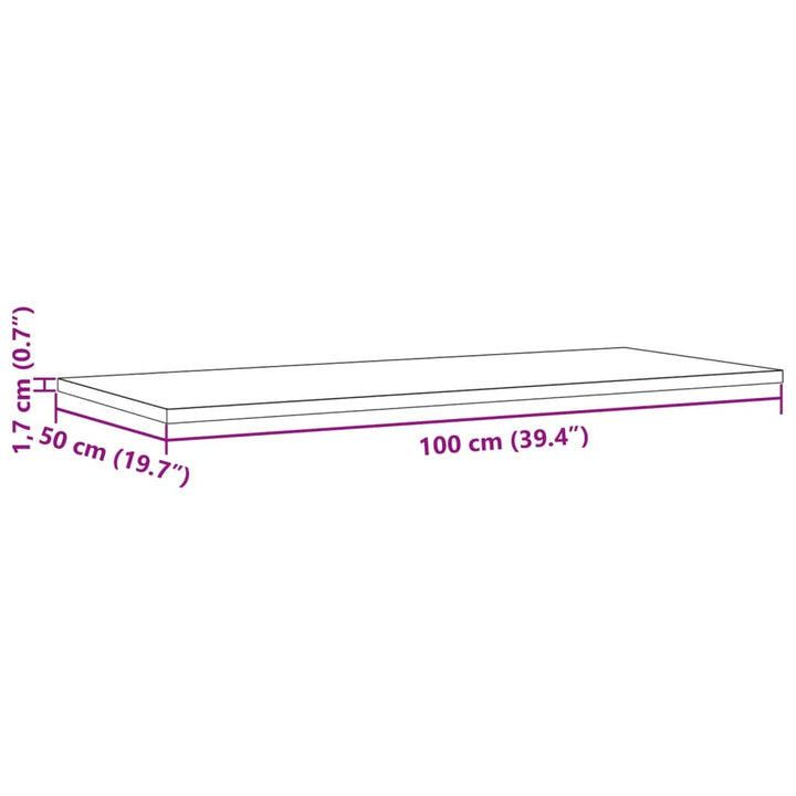 Tafelblad rechthoekig 100x50x1,7 cm massief grenenhout