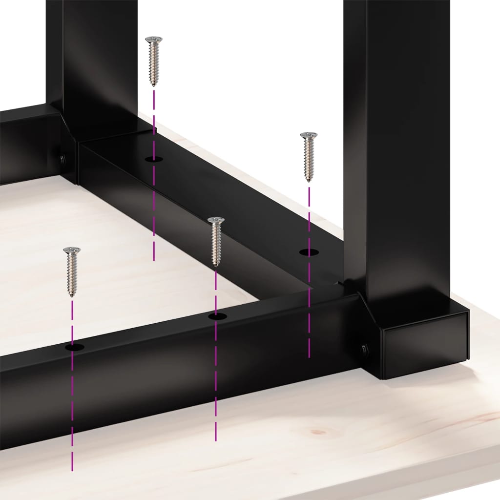 Salontafel O-frame 40x40x35 cm massief grenenhout en gietijzer