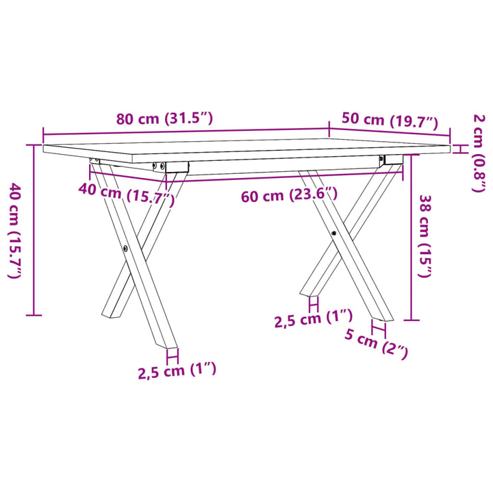 Salontafel X-frame 80x50x40 cm massief grenenhout en gietijzer