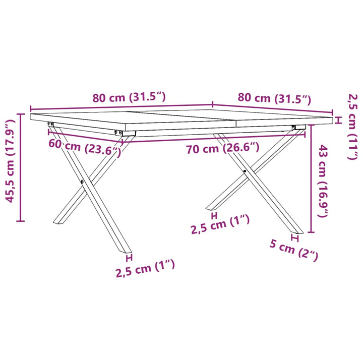 Salontafel X-frame 80x80x45,5 cm grenenhout en gietijzer