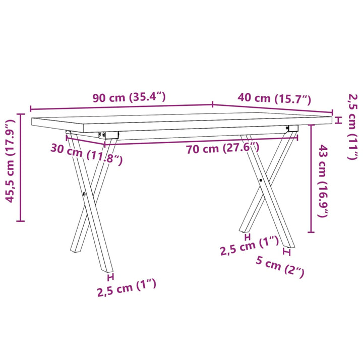 Salontafel X-frame 90x40x45,5 cm grenenhout en gietijzer