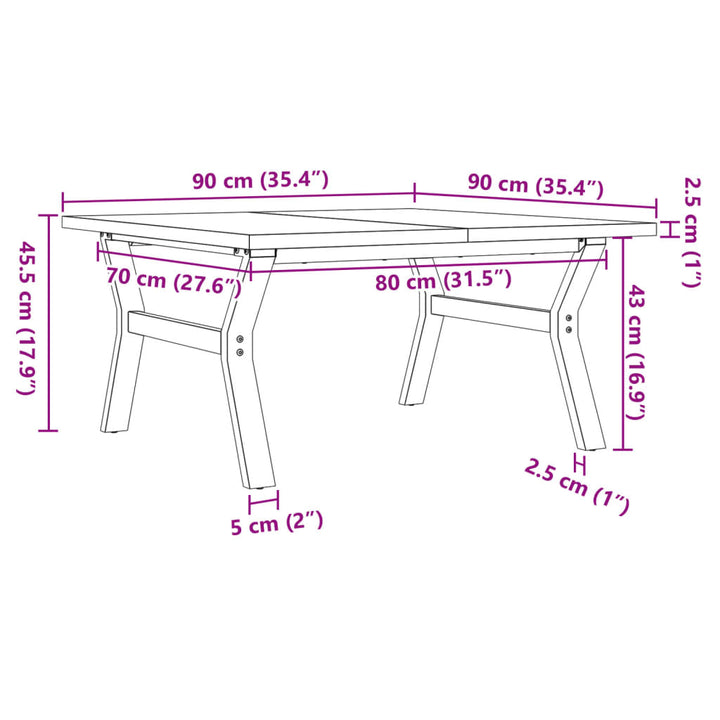 Salontafel Y-frame 90x90x45,5 cm groenhout en gietijzer