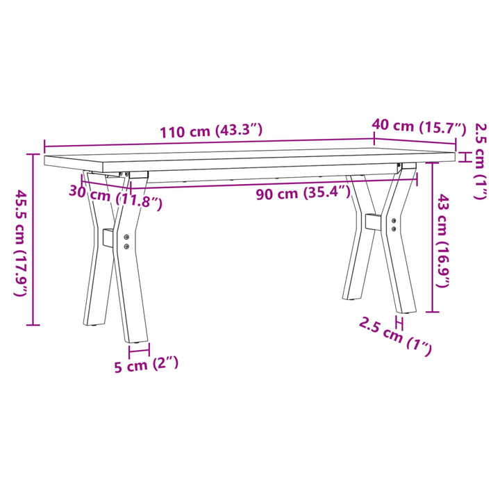 Salontafel Y-frame 110x40x45,5 cm grenenhout en gietijzer