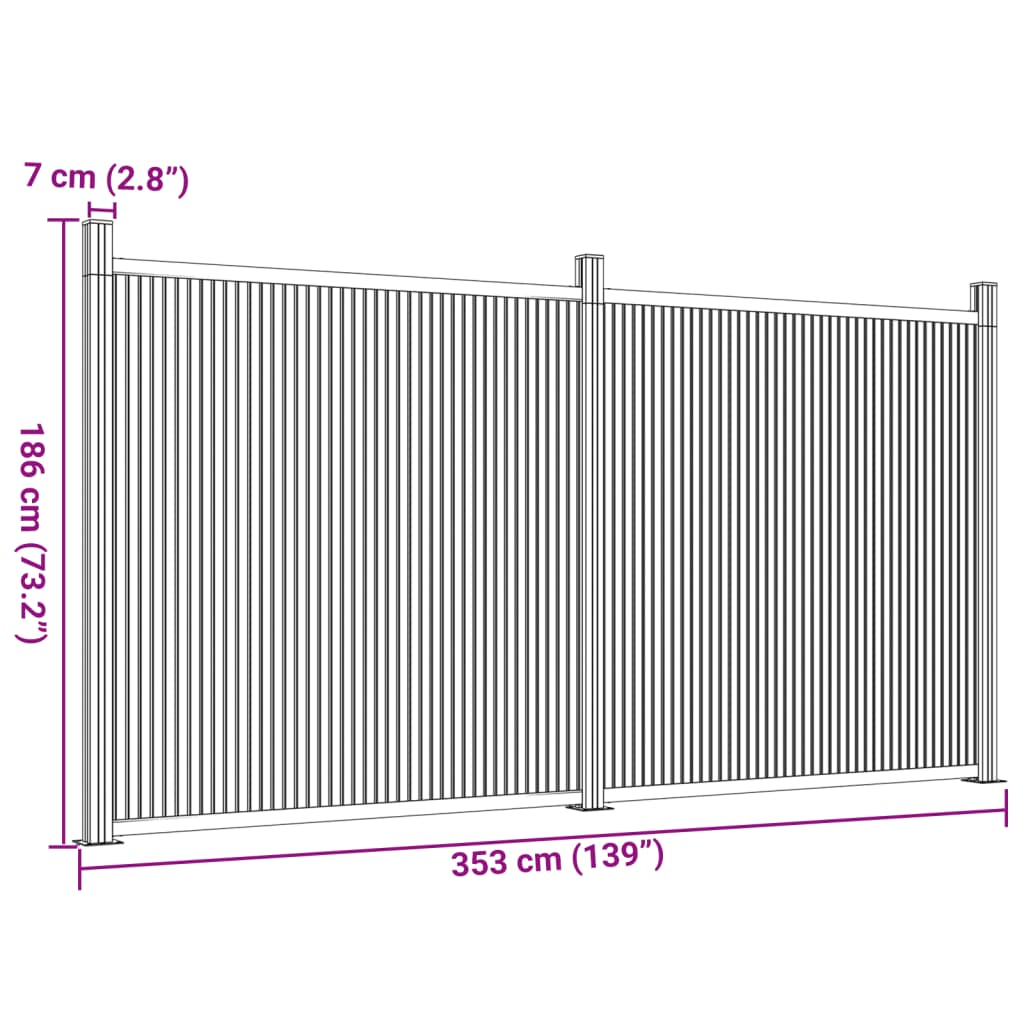 Schuttingpaneel 353x186 cm HKC grijs