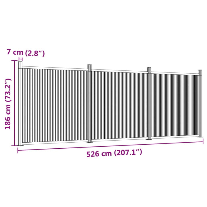 Schuttingpaneel 526x186 cm HKC grijs