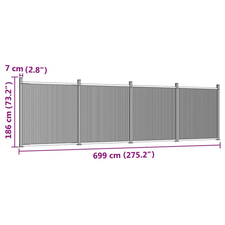 Schuttingpaneel 699x186 cm HKC grijs