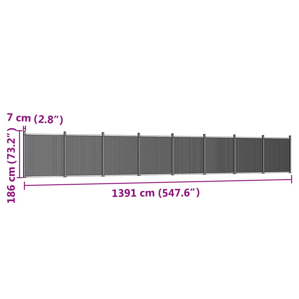 Schuttingpaneel 1391x186 cm HKC grijs