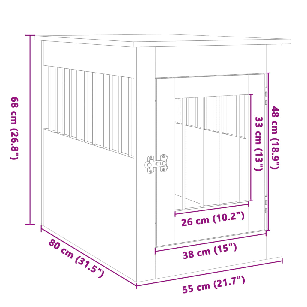 Hondenbank 55 x 80 x 68 cm bewerkt hout sonoma eikenkleurig