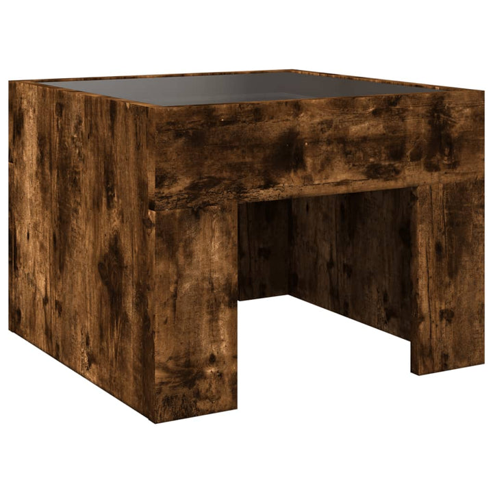 Salontafel met Infinity LED 40x40x30 cm gerookt eikenkleurig