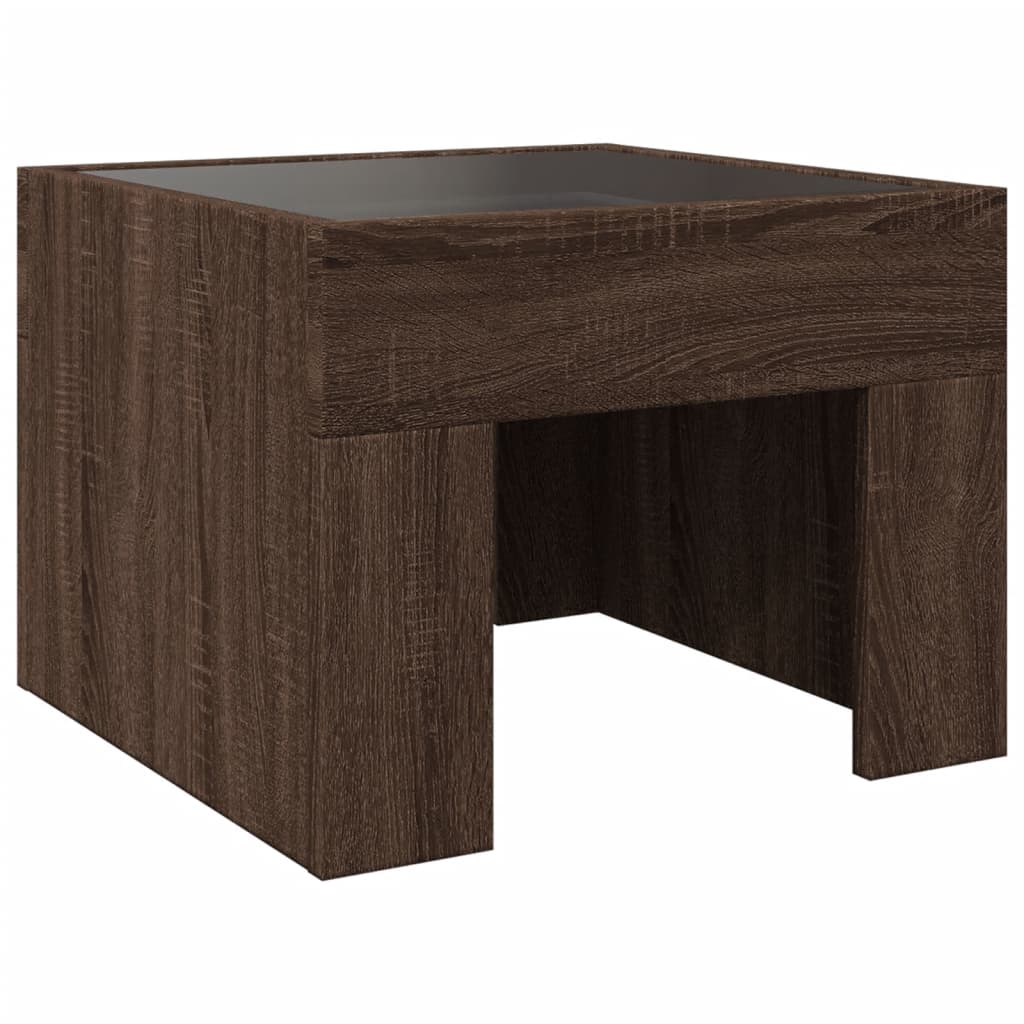 Salontafel met Infinity LED 40x40x30 cm bruin eikenkleurig