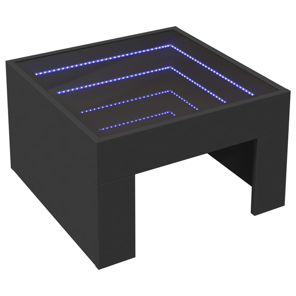 Salontafel met Infinity LED 50x50x30 cm zwart