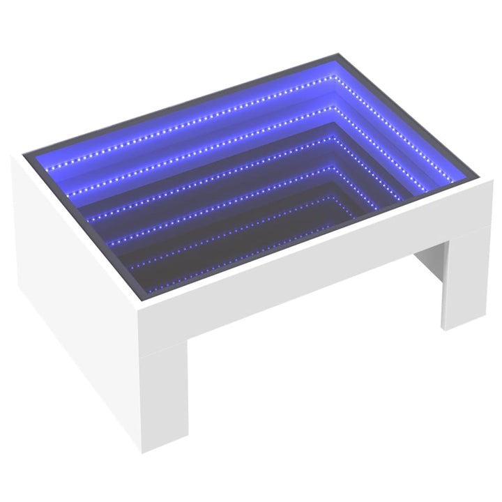 Salontafel met Infinity LED 70x50x30 cm wit