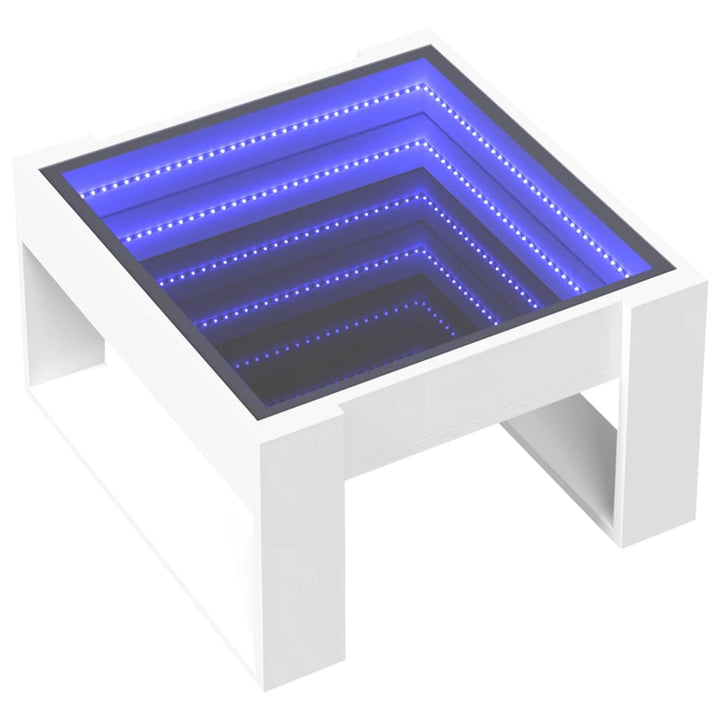 Salontafel met Infinity LED 50x53x30 cm wit