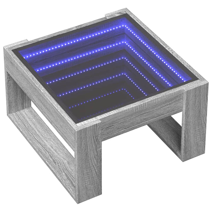 Salontafel met Infinity LED 50x53x30 cm grijs sonoma eikenkleur