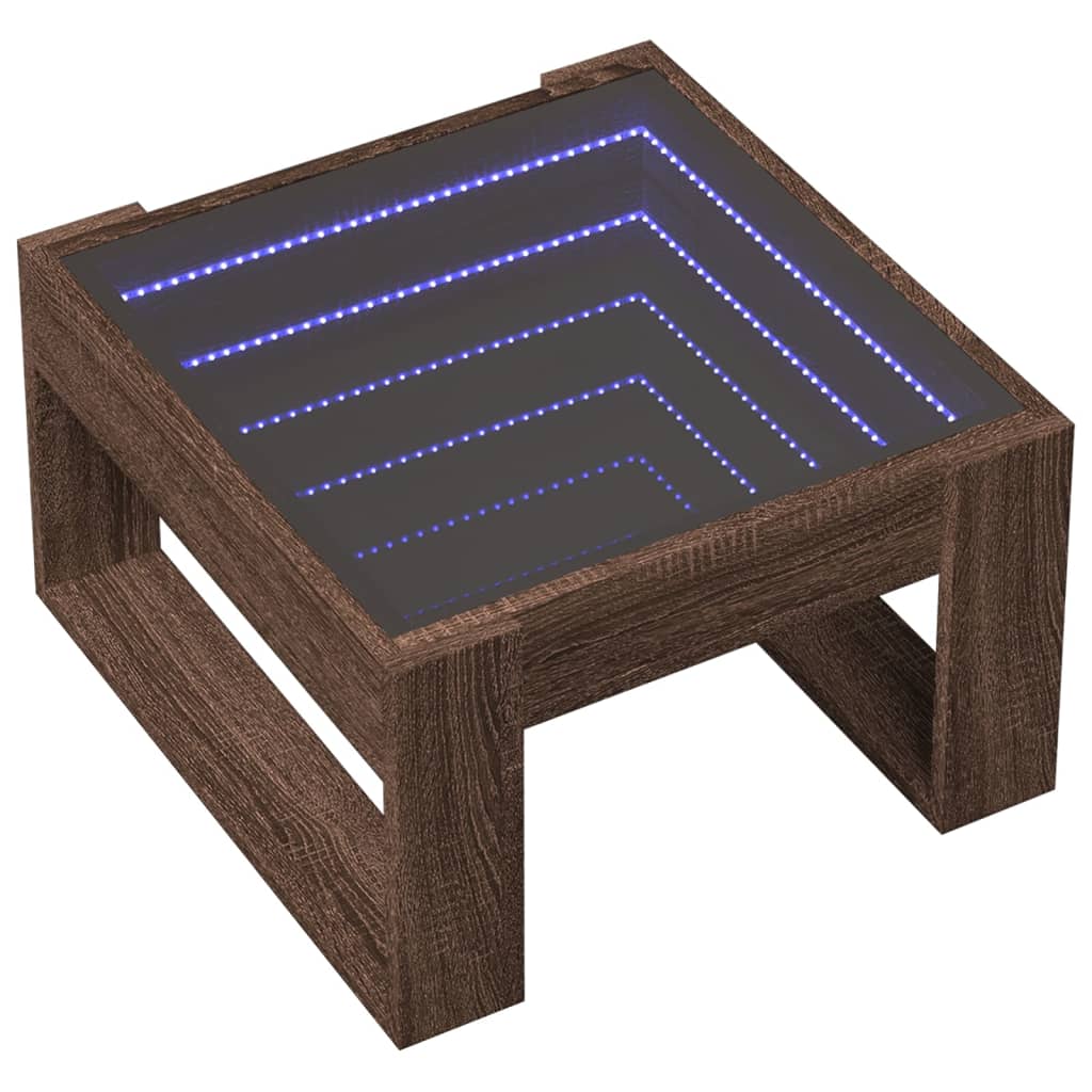 Salontafel met Infinity LED 50x53x30 cm bruin eikenkleurig