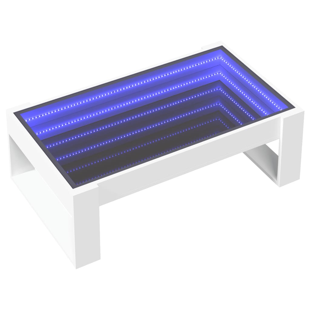 Salontafel met Infinity LED 90x53x30 cm wit