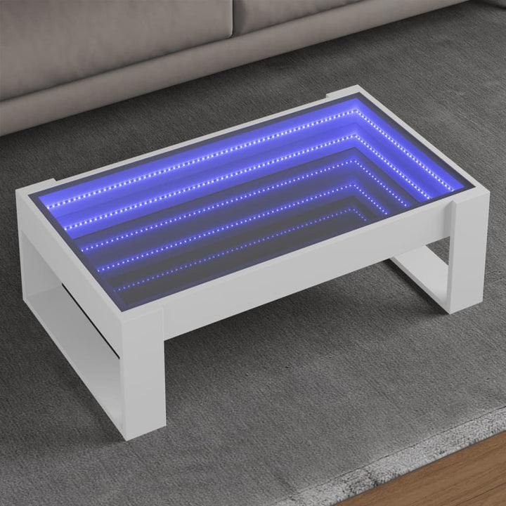 Salontafel met Infinity LED 90x53x30 cm wit