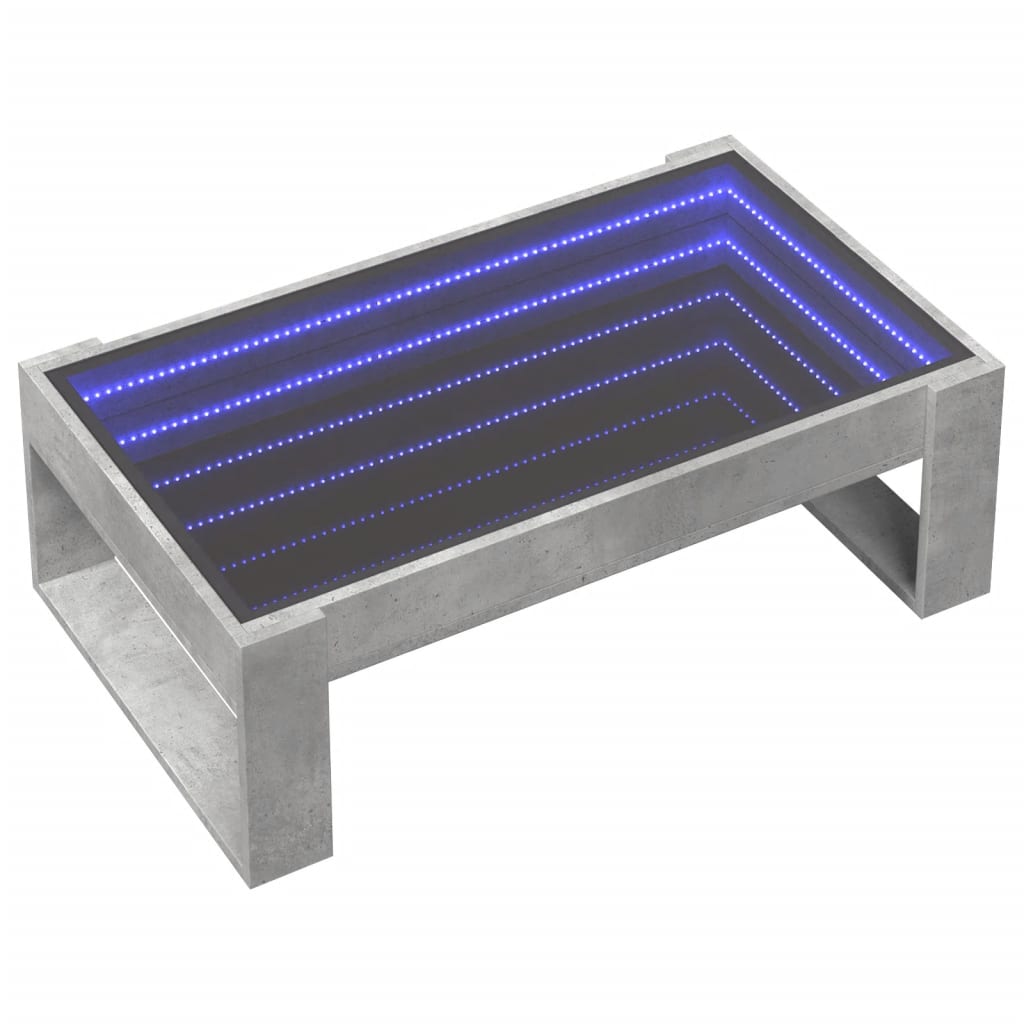 Salontafel met Infinity LED 90x53x30 cm betongrijs