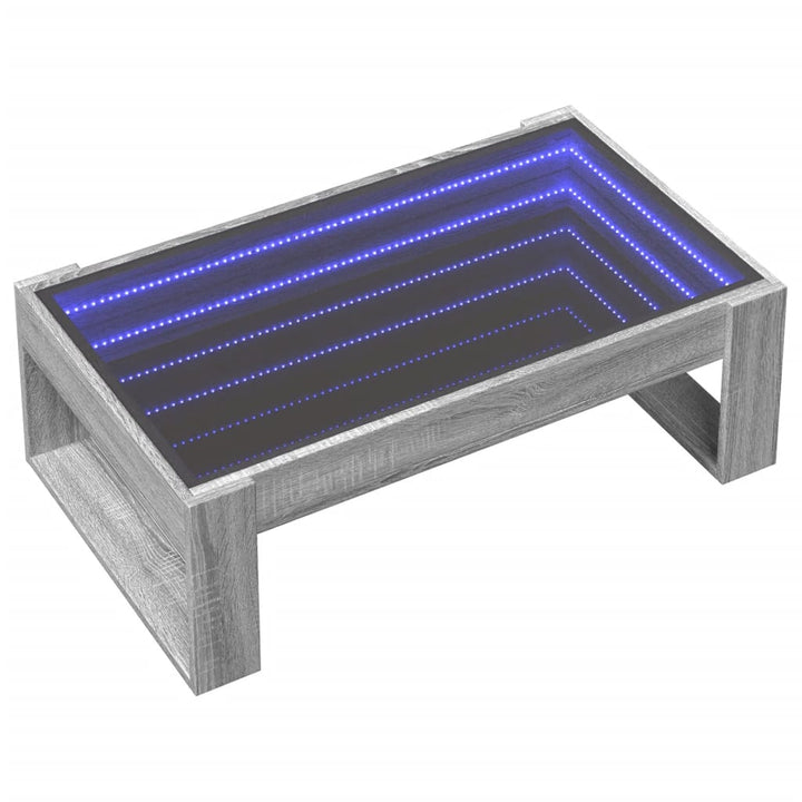 Salontafel met Infinity LED 90x53x30 cm grijs sonoma eikenkleur