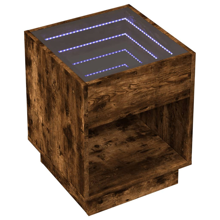 Salontafel met Infinity LED 40x40x50 cm gerookt eikenkleurig