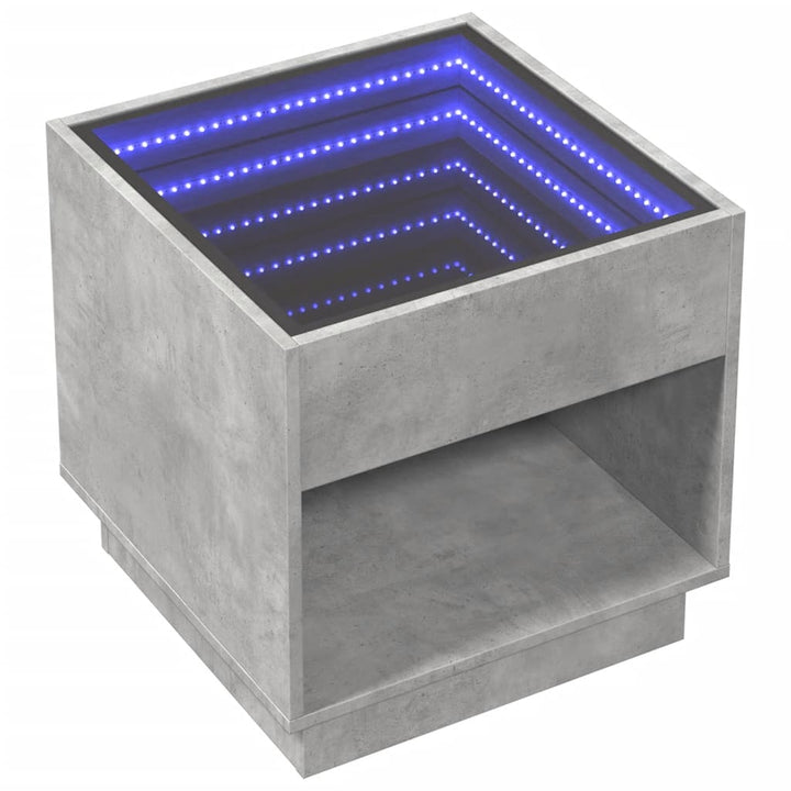 Salontafel met Infinity LED 50x50x50 cm betongrijs