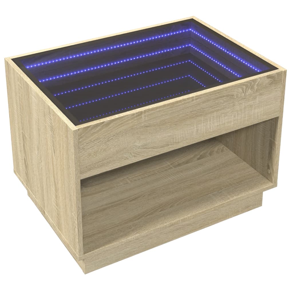 Salontafel met Infinity LED 70x50x50 cm sonoma eikenkleurig