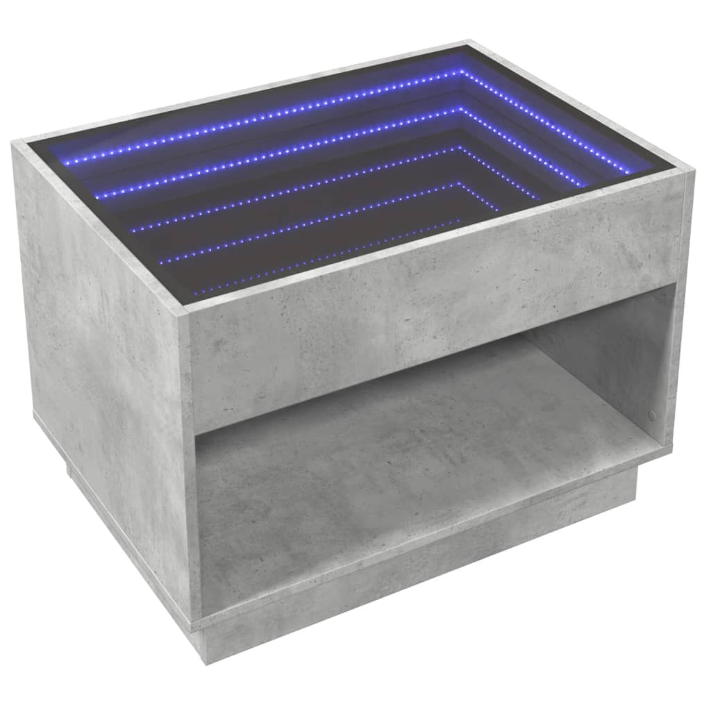 Salontafel met Infinity LED 70x50x50 cm betongrijs