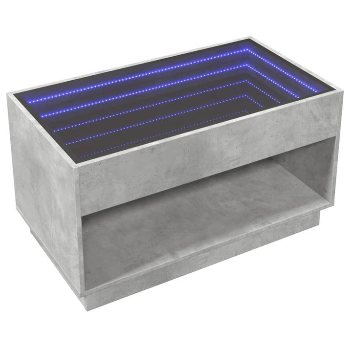 Salontafel met Infinity LED 90x50x50 cm betongrijs