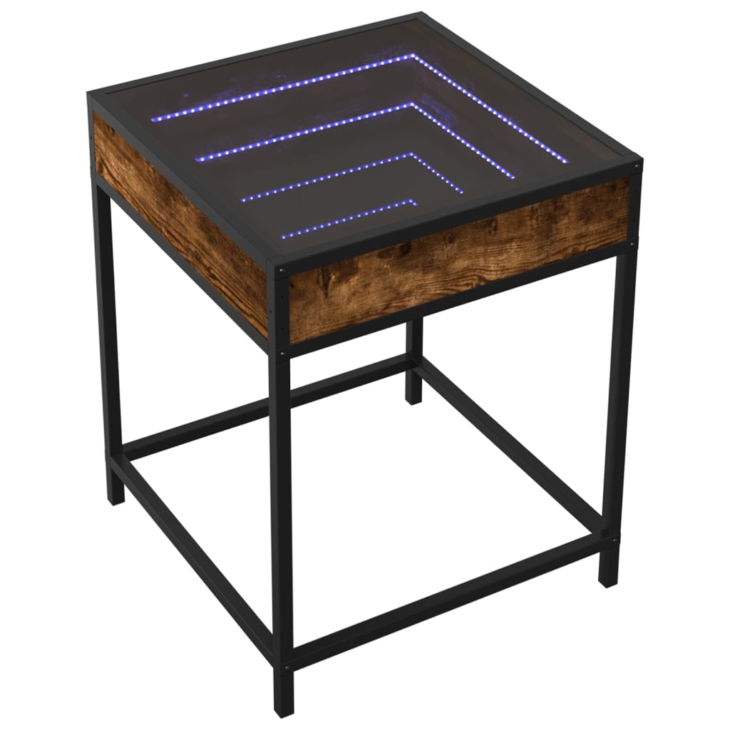 Salontafel met Infinity LED 40x40x51 cm gerookt eikenkleurig