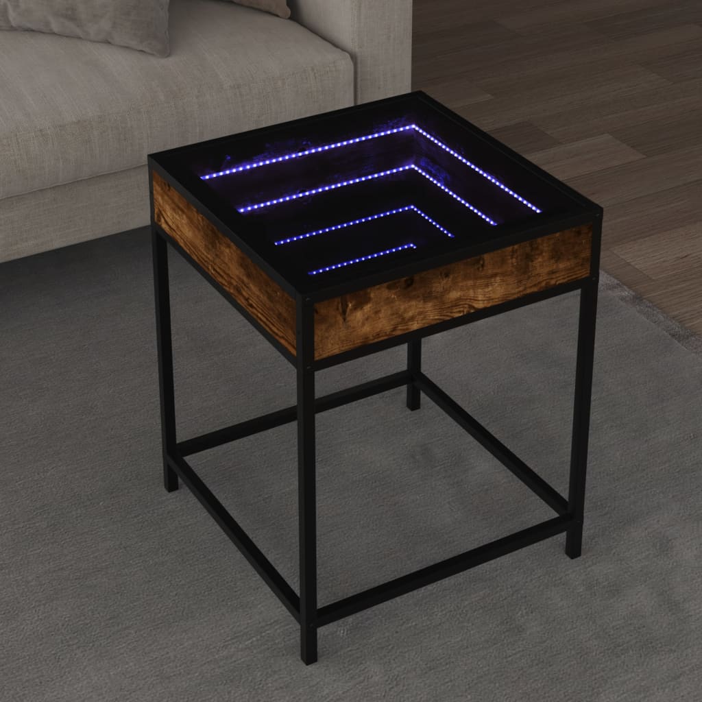 Salontafel met Infinity LED 40x40x51 cm gerookt eikenkleurig