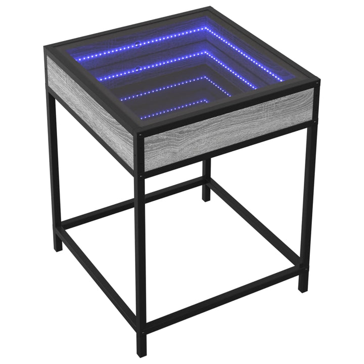 Salontafel met Infinity LED 40x40x51 cm grijs sonoma eikenkleur