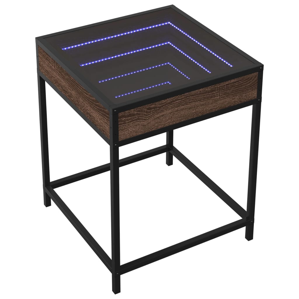 Salontafel met Infinity LED 40x40x51 cm bruin eikenkleurig