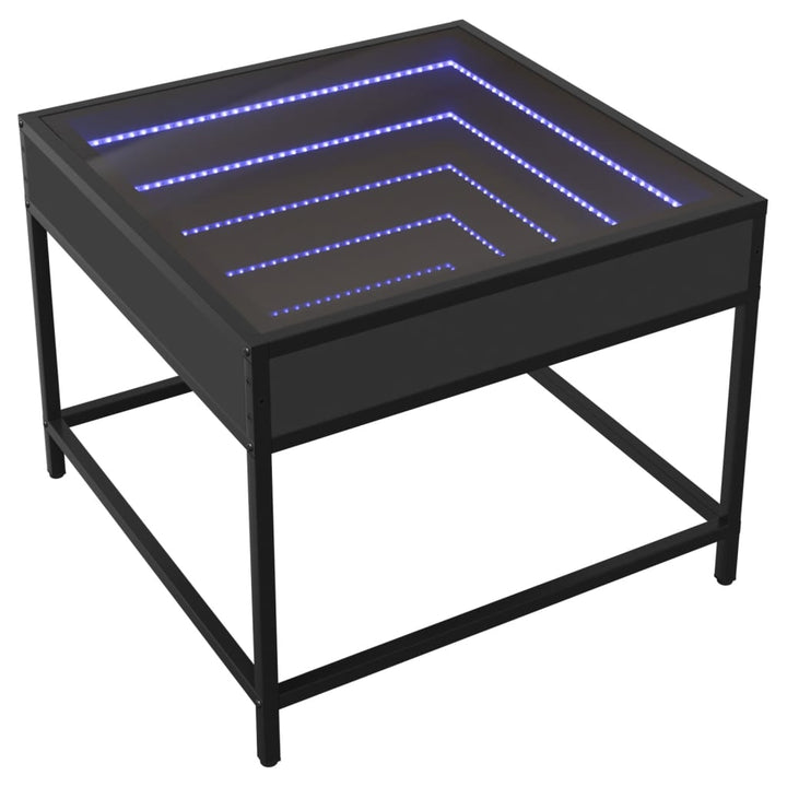 Salontafel met Infinity LED 50x50x41 cm zwart