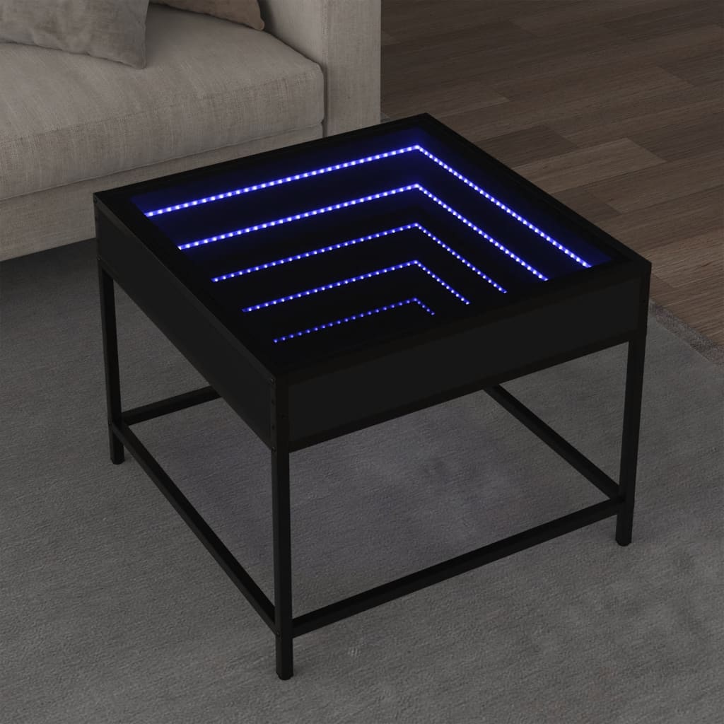 Salontafel met Infinity LED 50x50x41 cm zwart